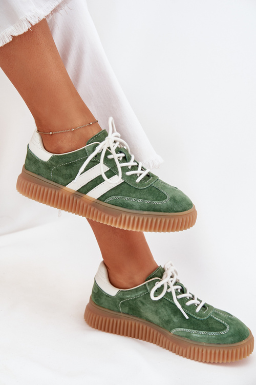 Women's Suede Sneakers On Platform Green Marisae