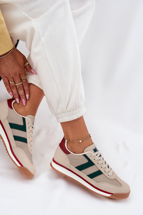 Damskie Niskie Sneakersy Panterka Ciemnobeżowe Rulaana