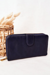Large Women's Wallet With A Pocket Navy Blue