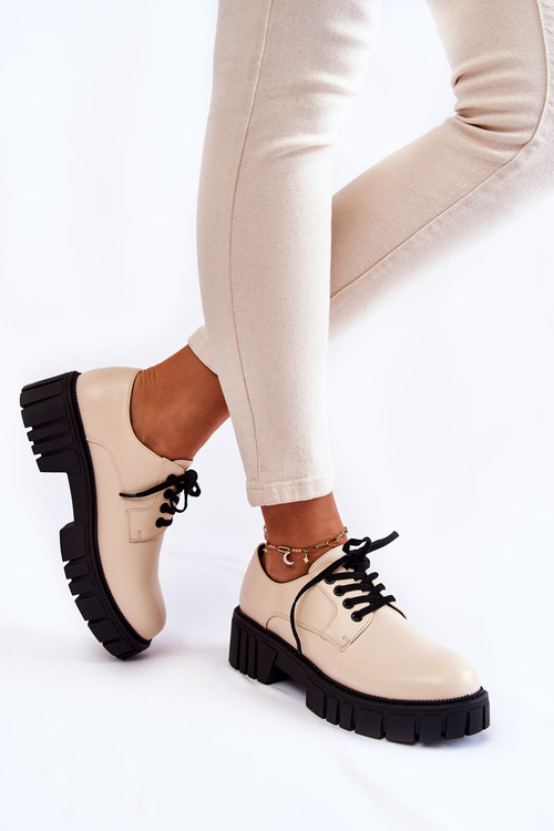 Fashionable Leather Shoes La.Fi 210013BE-PU Beige