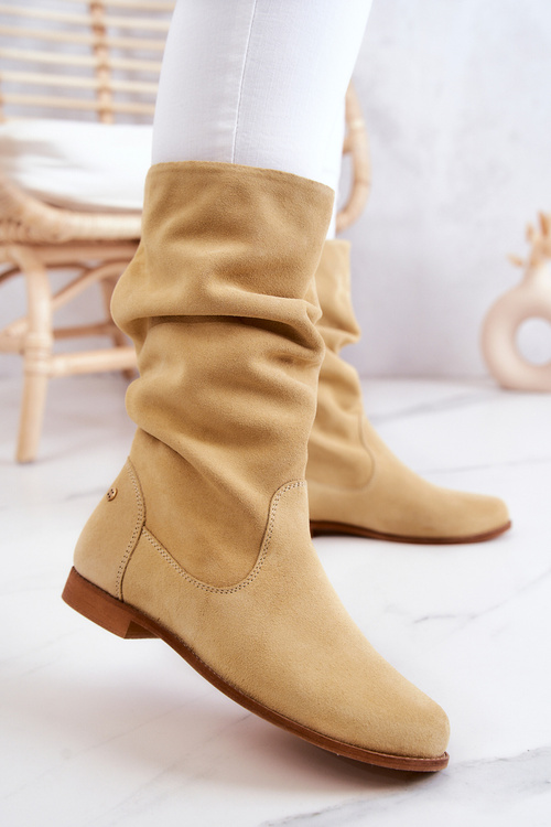 Women's Suede Boots Maciejka 05057-07 Yellow