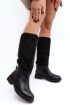 Women's Over-the-Knee Boots with Sheepskin Type Fleece Black Bellama