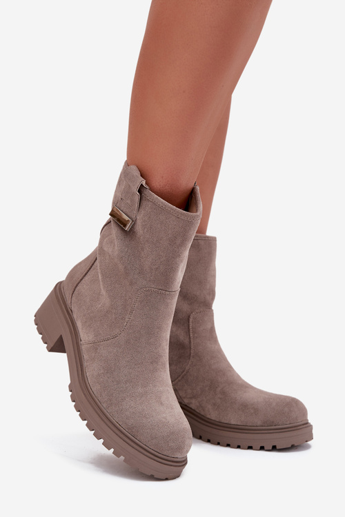 Insulated Women's Ankle Boots Low Heel Gray Mirellea