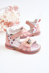 Leather Children's Sandals Pink Dotty
