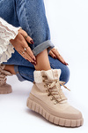 Lined Boots Trappers on Thick Sole Light Beige Ralotta
