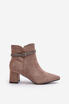 Women's Eco Suede Heeled Boots With Pointed Toes Brown Terivannes