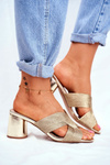 Women's Slides On High Heel Gold Guest