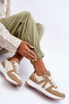 Women's Leather Sport Shoes Brown-Beige Kabama