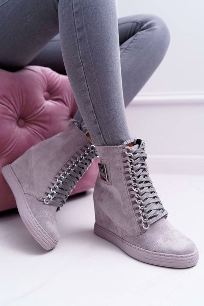 Women's Lu Boo Sneakers With Chains Suede Gray Monica