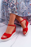 Women's Platform Anchor Sandals Suede Red Delima