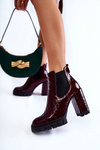 Lacquered boots Snake pattern on a post Maroon Eldey