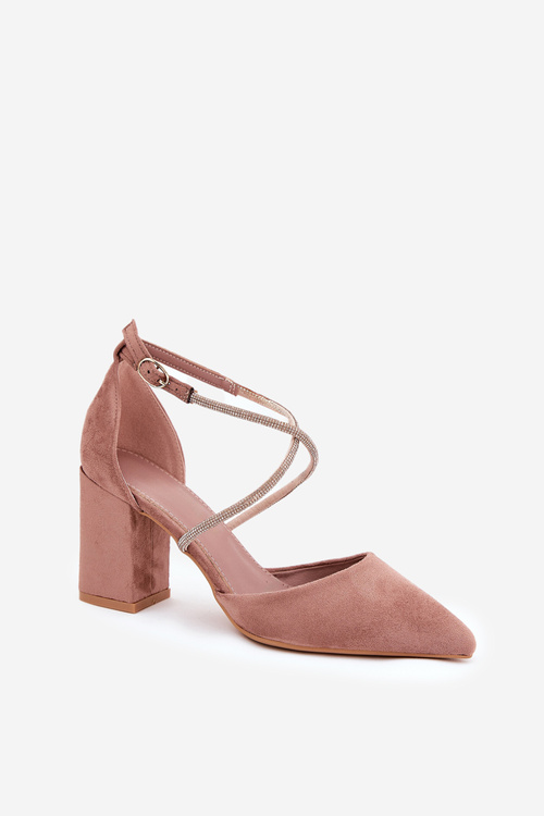 Pumps With Pointed Toes And Decorated Straps On A Heel Dark Beige Verithas