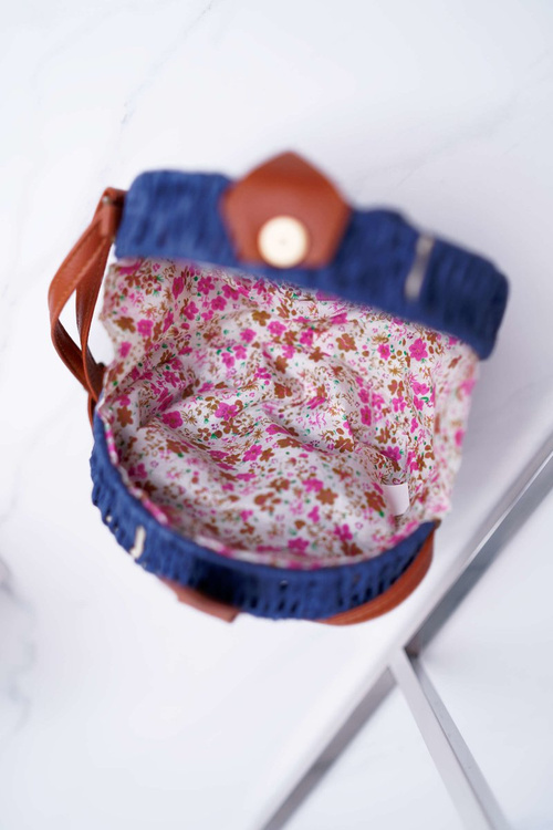 Braided Handbag String Chest Veeza Navy Blue