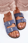 Women's sandals on cork platform with buckles blue Evisolla