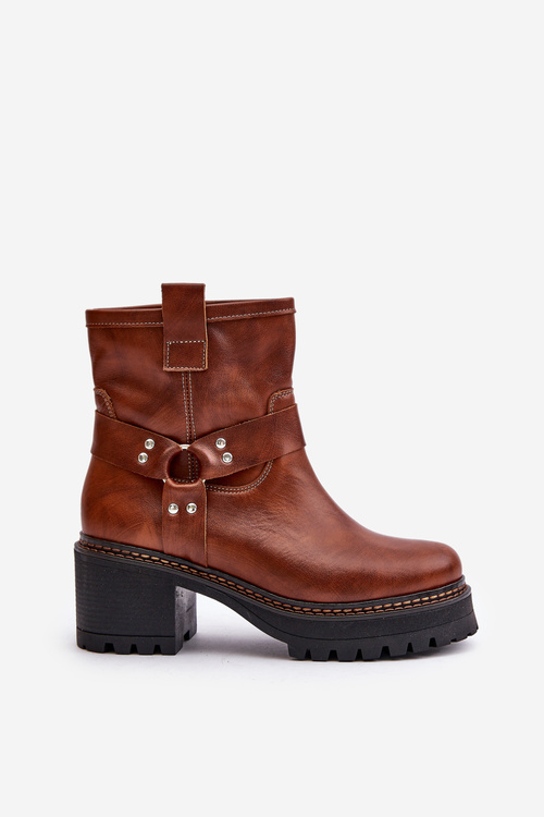 Botki Damskie Skóra Naturalna Zamek Brązowe Lewski 3435