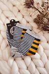 Women's classic socks with stripes and stripes Yellow