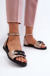 Women's Flat Sandals With Chain Vinceza 17320 Gold