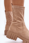 Slip-on ankle boots with flat heel beige Divella