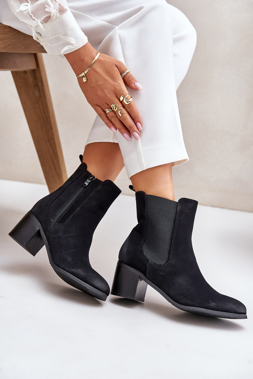 Warm Women's Ankle Boots on Heels Black Radeya