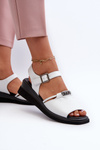 Women's Leather Platform Sandals White Katte