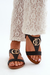 Flat Women's Sandals with Gold Decoration S.Barski KV27-051 Black