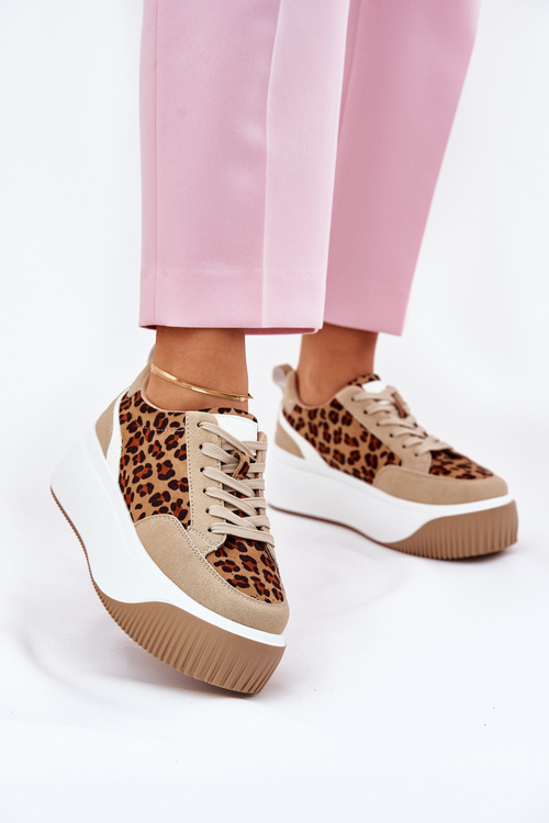 Women Sneakers On Massive Platform Leopard Beige Tamorniel