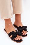 Flat Women's Slippers With Bow Black Tobin