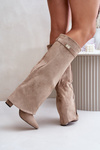 Heeled Boots With Turned Shaft Beige Evyra