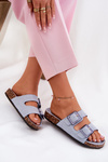 Women's sandals with buckles on cork sole blue Sercele