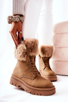Leather Booties with fur Beige Farley