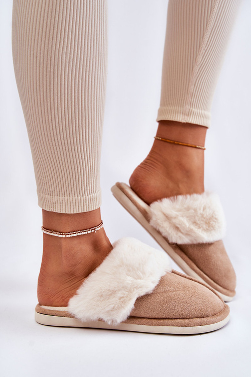 Papcie Damskie Gładkie Futerko Beżowe Morisea