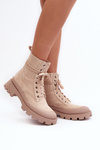 Women's Lace-up Trapper Boots Beige Gordts