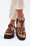 Ladies Eco Leather Sandals With Buckles Leopard Jeneliena