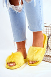 Women's Slides With Fur Yellow Fur