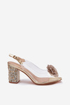 Transparent Heels With Crystals And Decoration D&A MR51-702 Gold