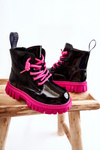 Lacquered Warm Boots Black and Pink Heidi