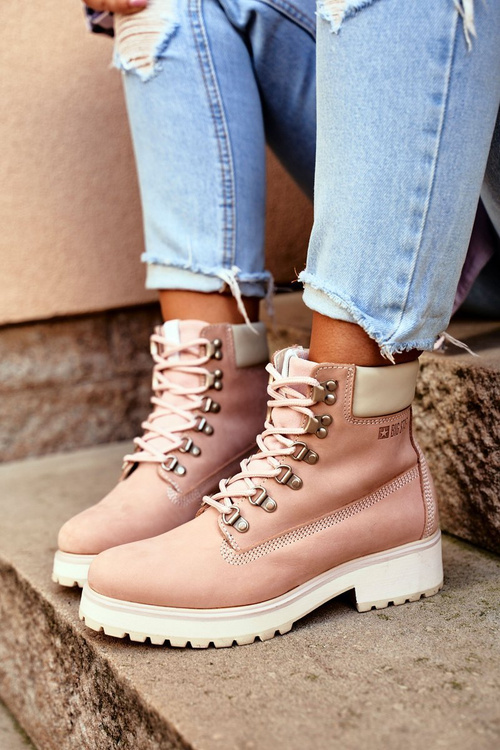 Women's Booties Trappers Big Star Pastel Pink EE274034