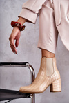 Snake Leather Booties La.Fi 260038BE-XC Beige