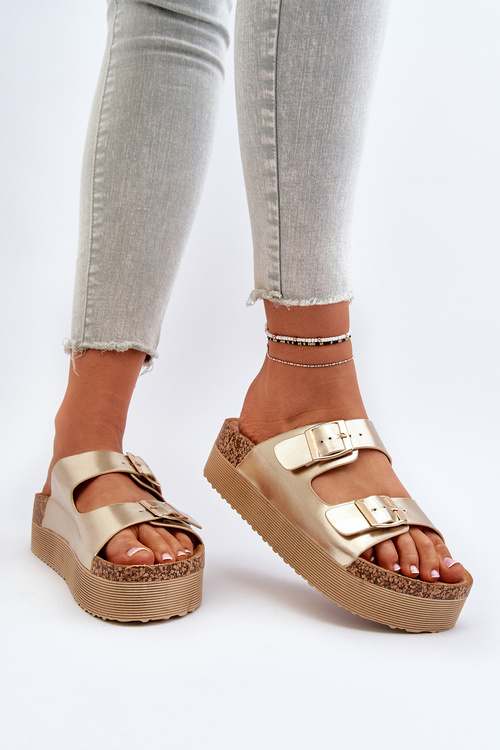 Women's Platform Sandals with Gold Buckles Lolpey