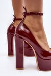 Red Patent Leather Pumps on Chunky Platform and Heel Ninames