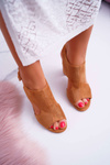 Women's Stiletto Sandals Openwork Suede Camel HiBaby