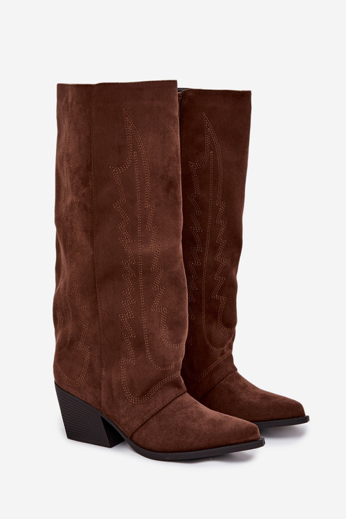 Women's Cowboy Boots With Zipper Brown Isalina