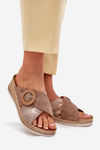 Wedge Sandals For Women With Decorative Buckle Brown Inblu RV000012
