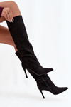 Insulated women's boots on high heel made of eco suede black Rosavine