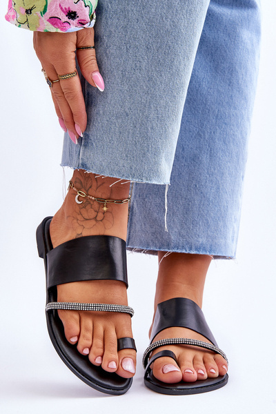 Women's Flip Flops With Decorative Strap Black Sublime