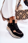 Women's Suede Sports Shoes Black and Beige Elisse