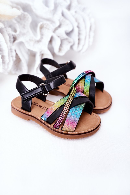 Children's Sandals With Sequins Black Becky