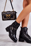 Leather Boots With Belt And Studs Black Lanelly