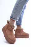 Suede Snow Boots On Platform Dark Beige Corcoran 