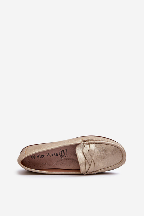 Women's Loafers Made of Eco Leather in Gold Nestalia